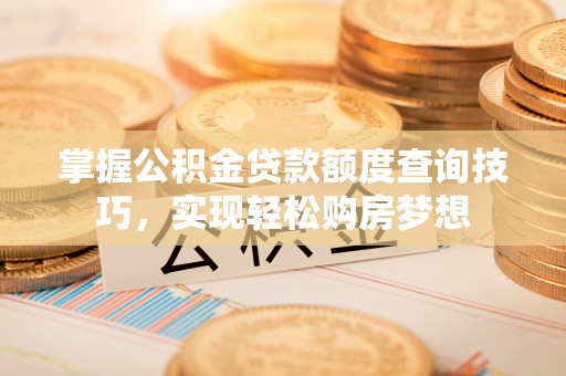 沿河掌握公积金贷款额度查询技巧，实现轻松购房梦想