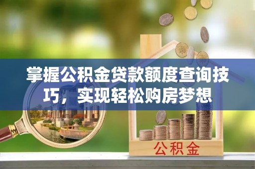 沿河掌握公积金贷款额度查询技巧，实现轻松购房梦想